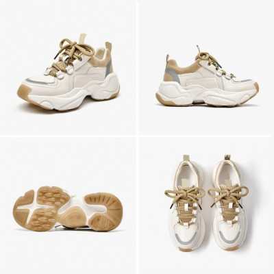 Sneakers Women Cow Leather Mesh Retro Casual Shoes Platform Lace Up Trainers Handmade 29333