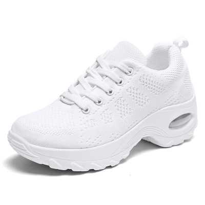 Women casual shoes fashion breathable Walking mesh lace up flat shoes sneakers women black